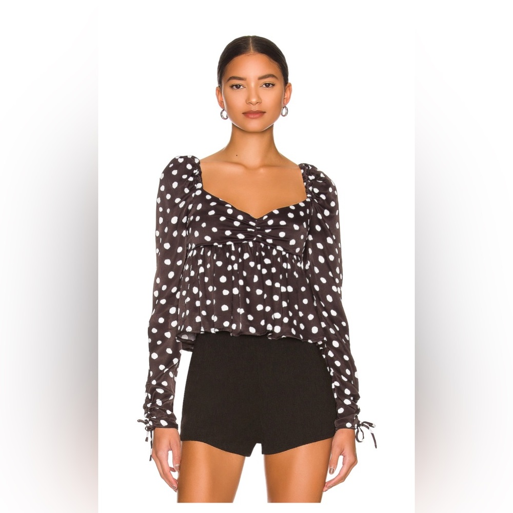 Majorelle Top in Black and White Dot